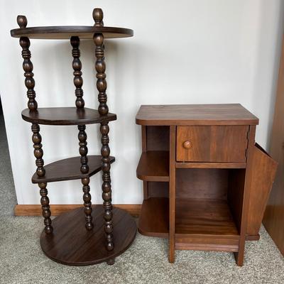 2 Vintage MCM Tables - Plant Stand, Side Table