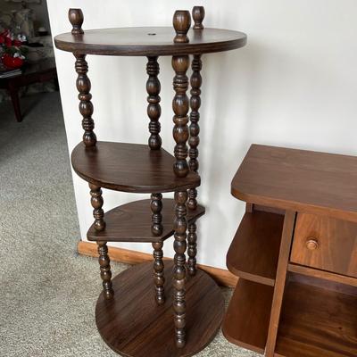 2 Vintage MCM Tables - Plant Stand, Side Table