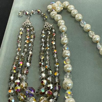 2 Vintage Necklaces with Crystal Beads