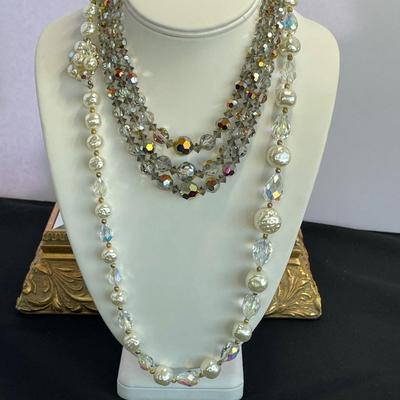 2 Vintage Necklaces with Crystal Beads