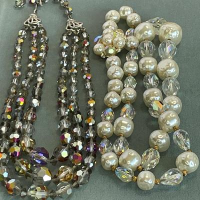2 Vintage Necklaces with Crystal Beads