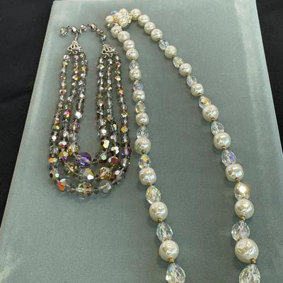 2 Vintage Necklaces with Crystal Beads