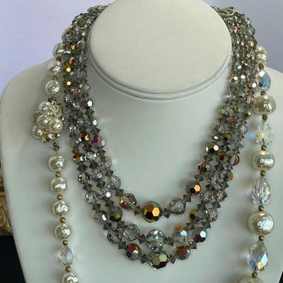 2 Vintage Necklaces with Crystal Beads