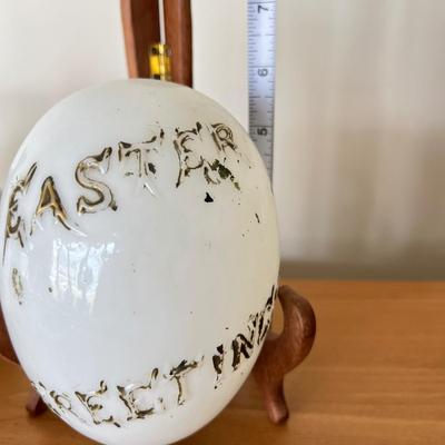 3 Antique Milk Glass Lot - Antique Victorian Hand Painted Egg, Vase, Indian Chief Plate