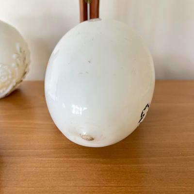 3 Antique Milk Glass Lot - Antique Victorian Hand Painted Egg, Vase, Indian Chief Plate