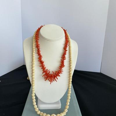 2 Vintage Necklaces - Branch Coral