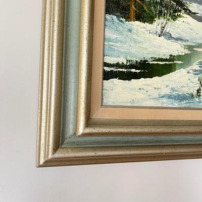 Framed MCM Oil on Canvas Painting Signed J. Medina
