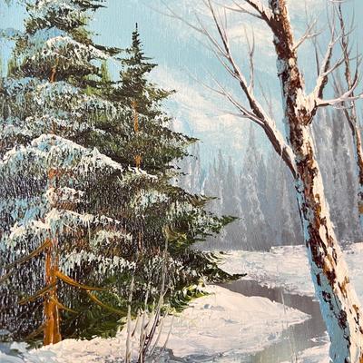 Framed MCM Oil on Canvas Painting Signed J. Medina