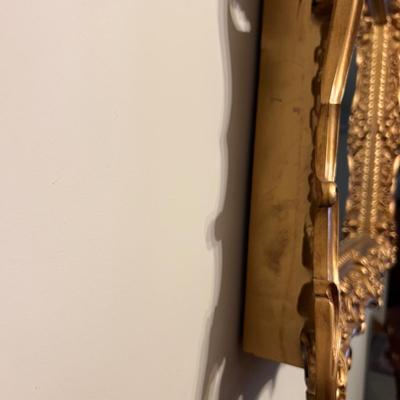Large Vintage Gilt Wood Ornate Framed Mirror 36"x50"
