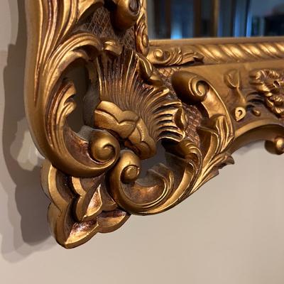 Large Vintage Gilt Wood Ornate Framed Mirror 36"x50"