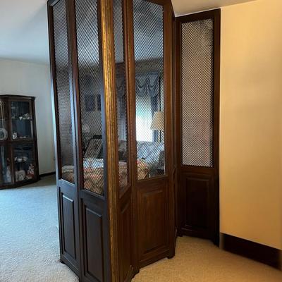 Vintage MCM Metal & Wood 6 Panel Privacy Screen Room Divide