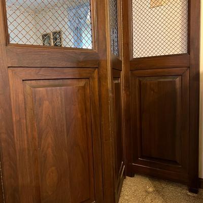 Vintage MCM Metal & Wood 6 Panel Privacy Screen Room Divide