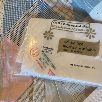 Unfinished quilt cover, NIB pillowcase and towels