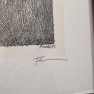 Five Framed Paul Flora Pencil Signed Prints (LR-DZ)