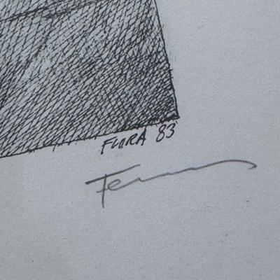 Five Framed Paul Flora Pencil Signed Prints (LR-DZ)