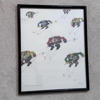 Five Framed Paul Flora Pencil Signed Prints (LR-DZ)