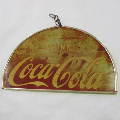 Vintage Coca-Cola Glass Double-Sided Sign