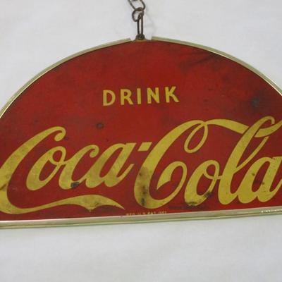 Vintage Coca-Cola Glass Double-Sided Sign