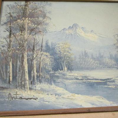Vintage Winter Landscape Painting Signed By The Artist