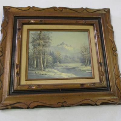 Vintage Winter Landscape Painting Signed By The Artist