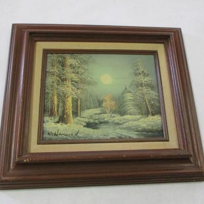 Vintage Winter Landscape Painting Signed By The Artist