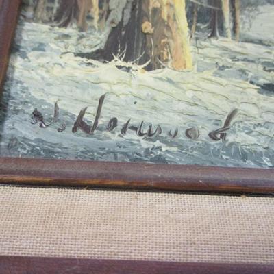 Vintage Winter Landscape Painting Signed By The Artist