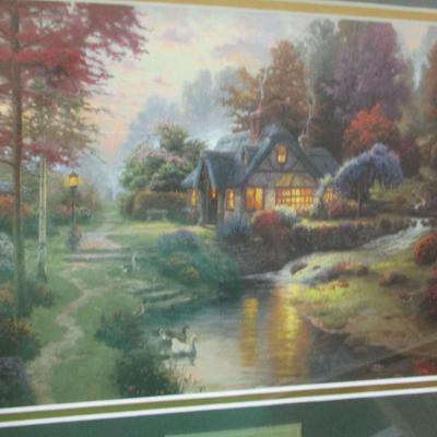 Thomas Kinkade Morning Dogwood & Stillwater Cottage Print Library Edition COA On The Back
