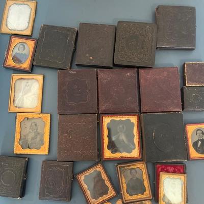 Vintage tin-type photo albums