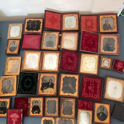 Vintage tin-type photo albums