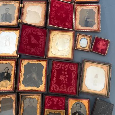 Vintage tin-type photo albums