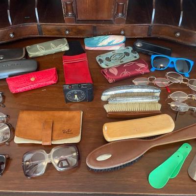Vintage glasses and brushes