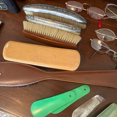 Vintage glasses and brushes