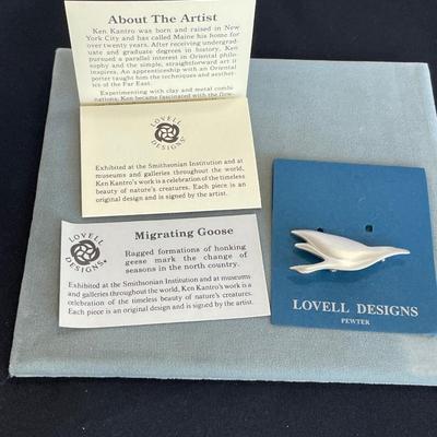 Pewter Migrating Good Pin 1987 Signed