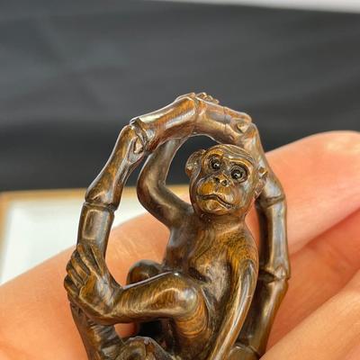 3 Wooden Japanese Netsuke Hand carved figures