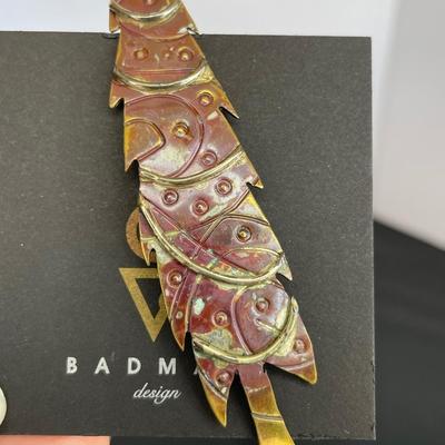 Badman Designs Tree Pin and Earrings