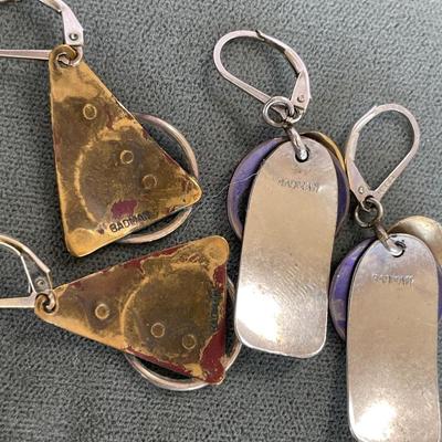3 Pair Badman Designs Hand Crafted Earrings