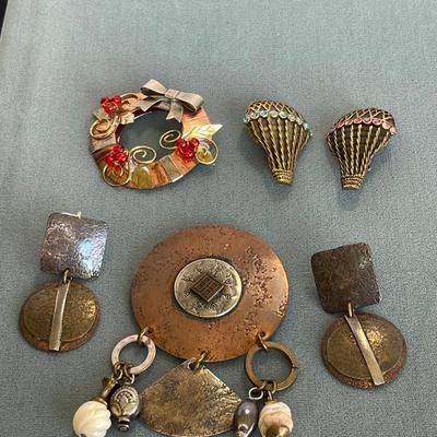 Metal Pins and Earrings