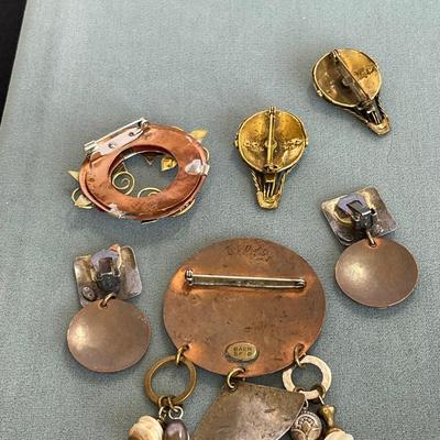 Metal Pins and Earrings
