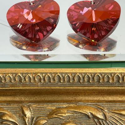 Red Heart Cut Lead Crystal Window Catchers