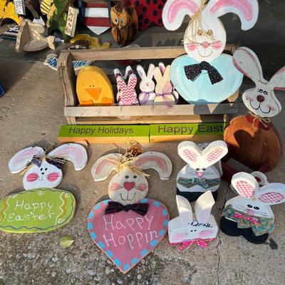 Handmade bunny wood décor