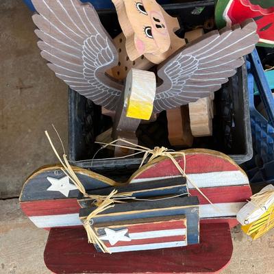 Cute wood signs, shelfs, baskets, and cars