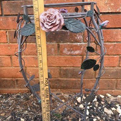Iron plant stand with roses