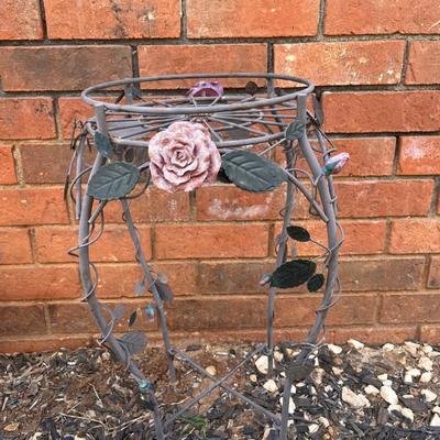 Iron plant stand with roses