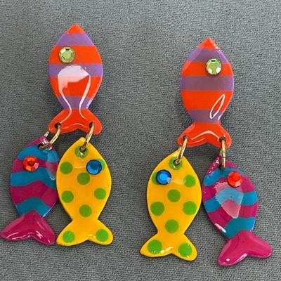 Signed Vintage 1980’s MAM’ Fish Earrings