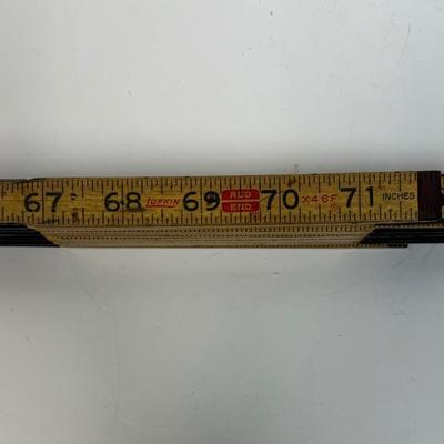Vintage Lufkin Extension Rule X46 Wood Brass Folding Ruler 72" RED END