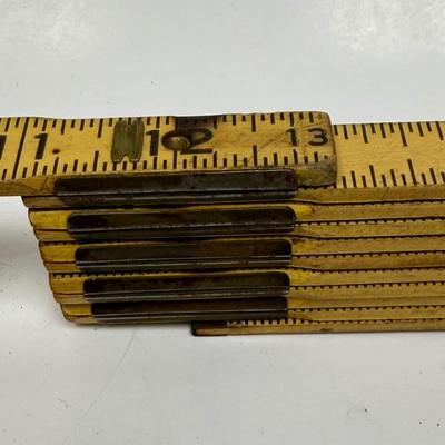 Vintage Lufkin Extension Rule X46 Wood Brass Folding Ruler 72" RED END