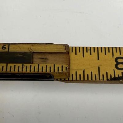 Vintage Lufkin Extension Rule X46 Wood Brass Folding Ruler 72" RED END