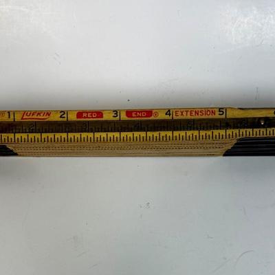 Vintage Lufkin Extension Rule X46 Wood Brass Folding Ruler 72" RED END