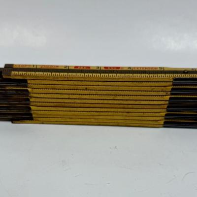 Vintage Lufkin Extension Rule X46 Wood Brass Folding Ruler 72" RED END