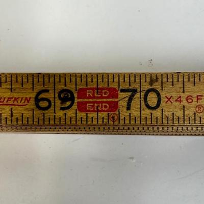 Vintage Lufkin Extension Rule X46 Wood Brass Folding Ruler 72" RED END